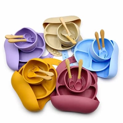 Silicone Toddler Kids Baby Feeding 5-Piece Set
