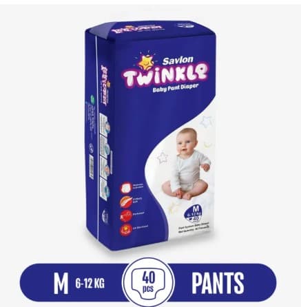 Savlon Twinkle Baby Pant Diaper Medium 40 pcs