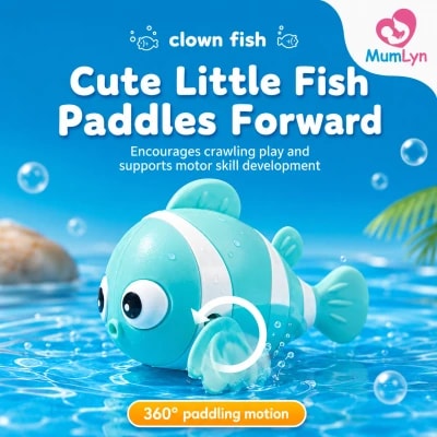 1pc Clockwork Swimming Clown Fish Bath Toy for Kids – Random Colour