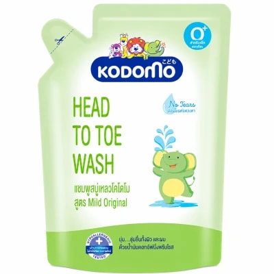 Kodomo Head To Toe Wash Mild Original Refill Pack 380ml – Gentle Baby Hair & Body Cleanser