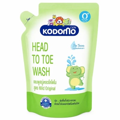 Kodomo Head To Toe Wash Mild Original Refill Pack 380ml – Gentle Baby Hair & Body Cleanser