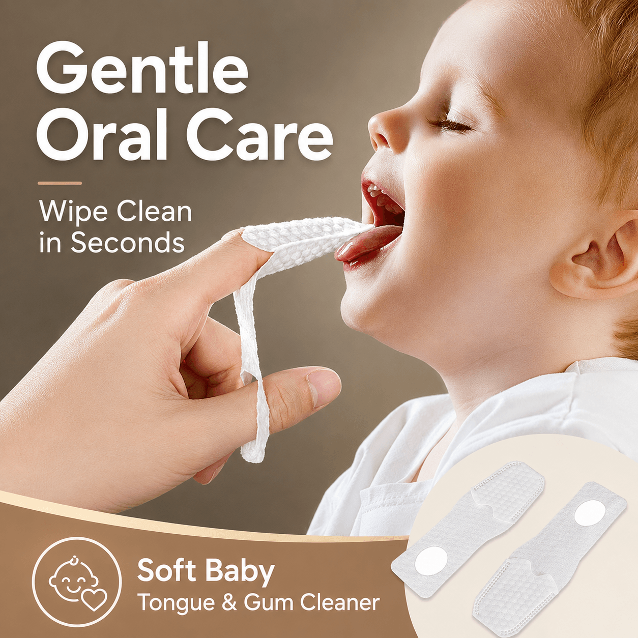 10pcs Infant Oral Cleaning Finger Cot Baby Toothbrush Gauze Tongue Cleaner