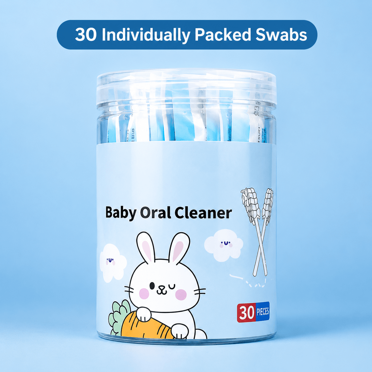 Baby Oral Cleaning Gauze Cotton Swab Tongue & Teeth Cleaner – 30pcs Box
