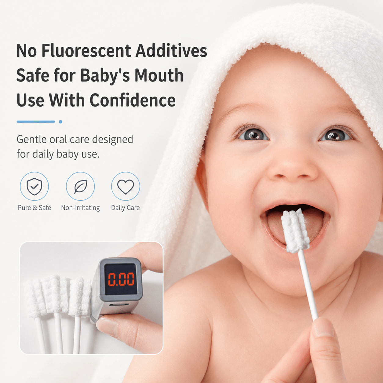 Baby Oral Cleaning Gauze Cotton Swab Tongue & Teeth Cleaner – 30pcs Box