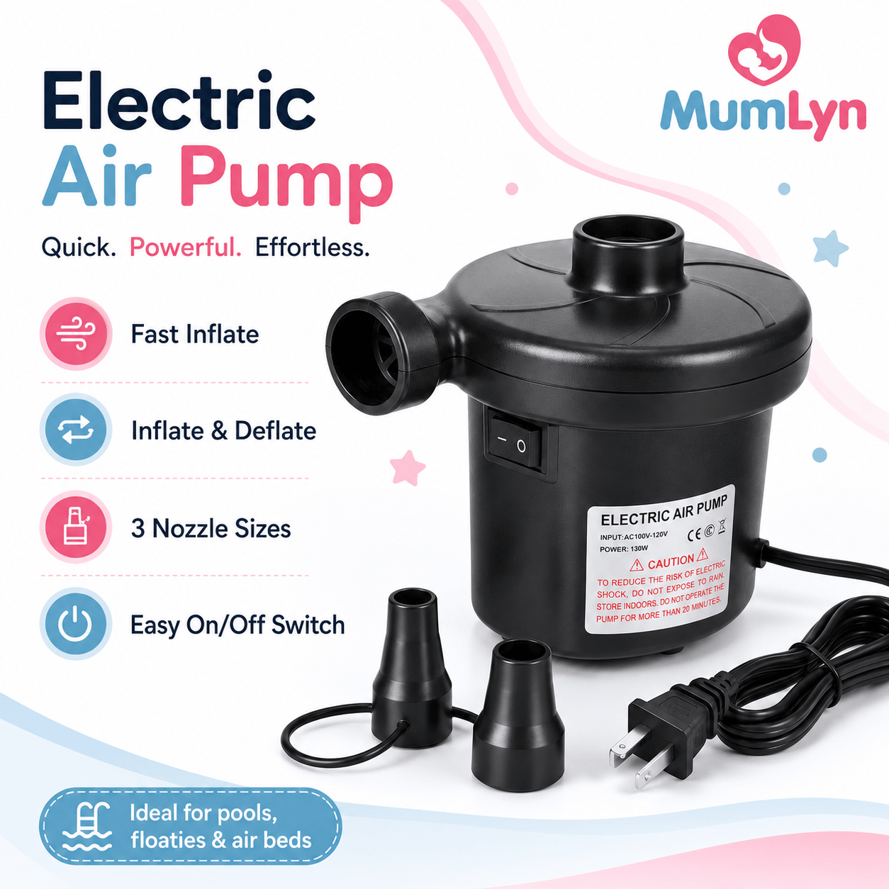 Mini Electric Air Pump for Inflatable Pool & Toys