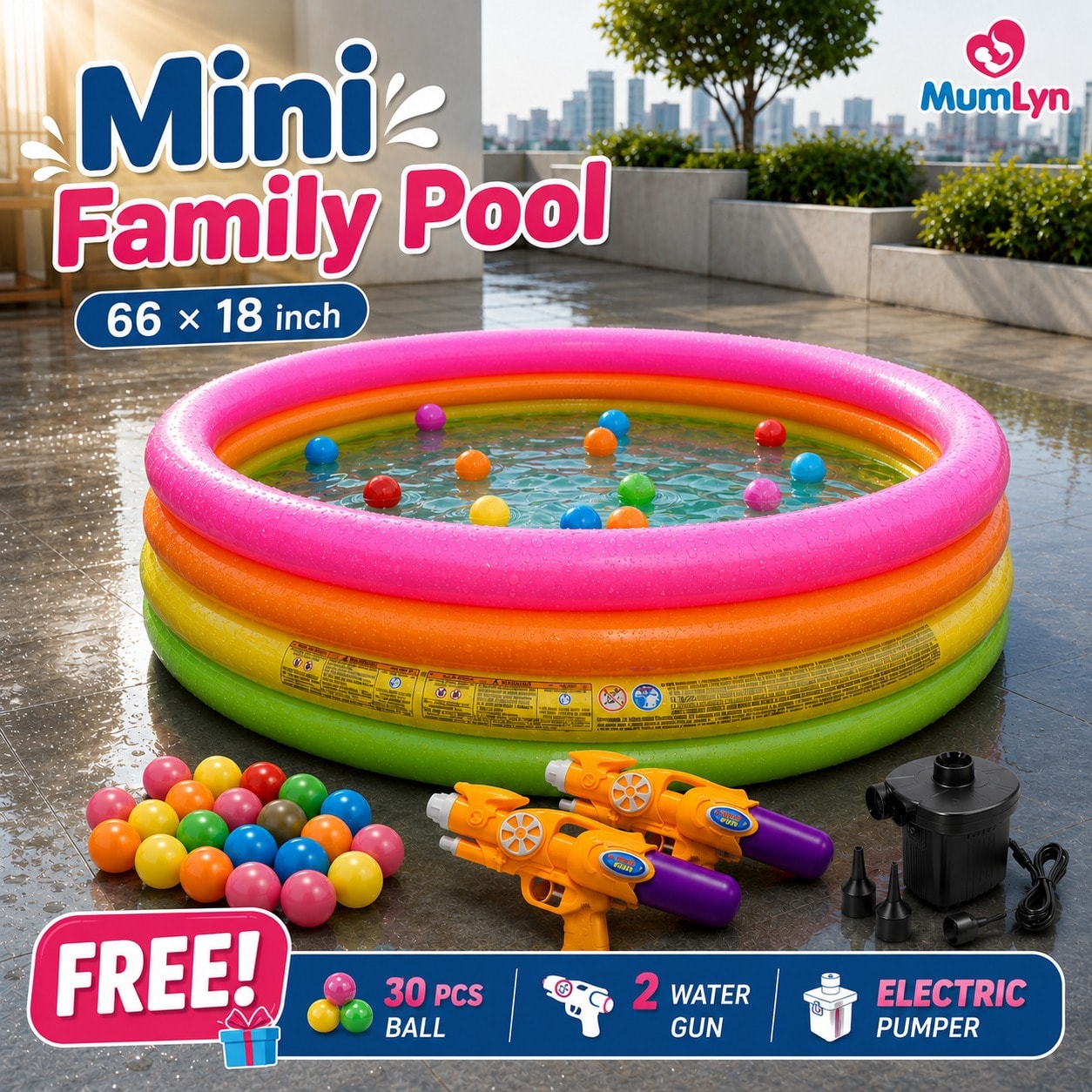 Intex 66 × 18 inch Swimming Pool with Free Gifts