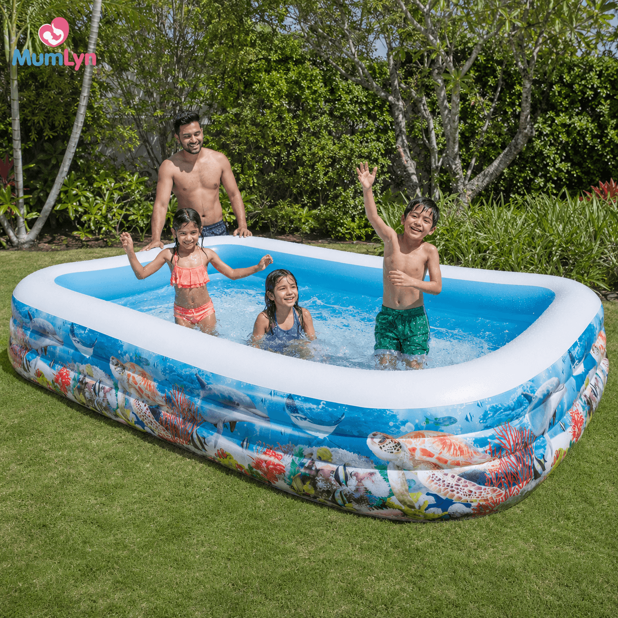 Intex Large Family Inflatable Pool with FREE Electric Pump, Bubble Gun, Water Gun & 40 Balls