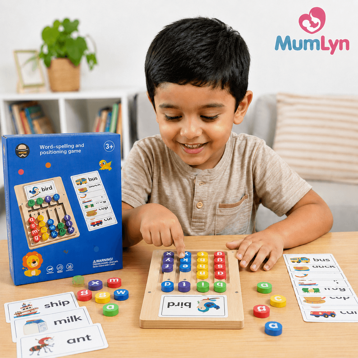 Wooden Word Spelling & Positioning Game for Kids