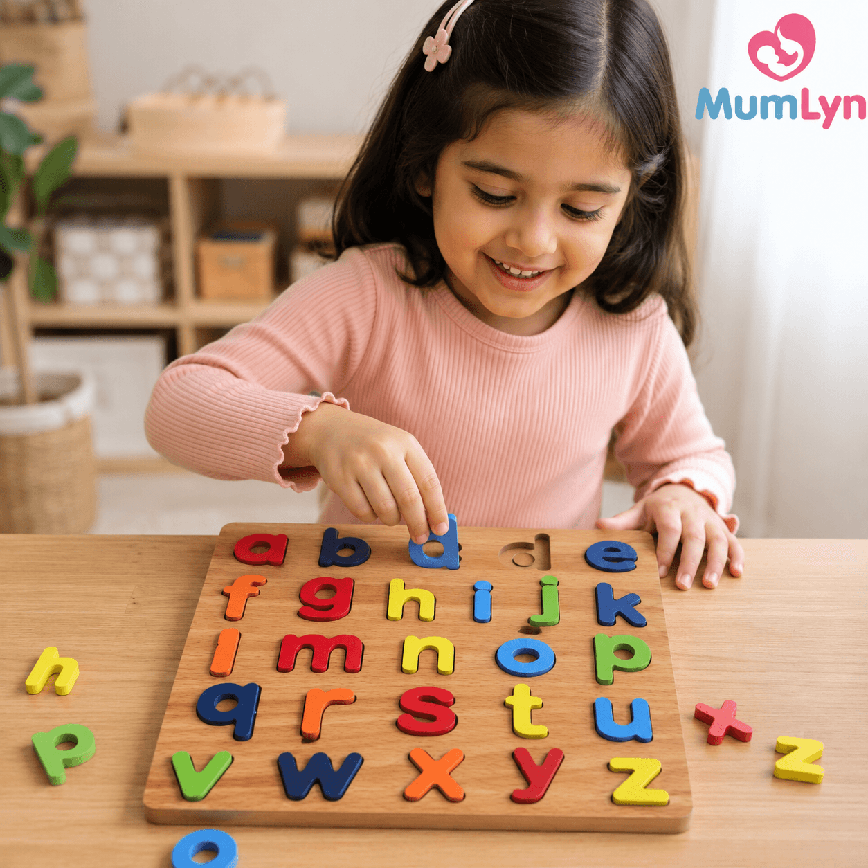 Wooden Lowercase Alphabet Puzzle Board for Kids