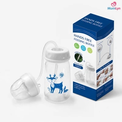 Hands-Free Baby Feeding Bottle 150ml with Straw – 1pc
