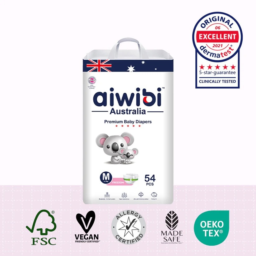 Aiwibi Comfy Soft Baby Diapers M 54Pcs for 6–11 kg Babies