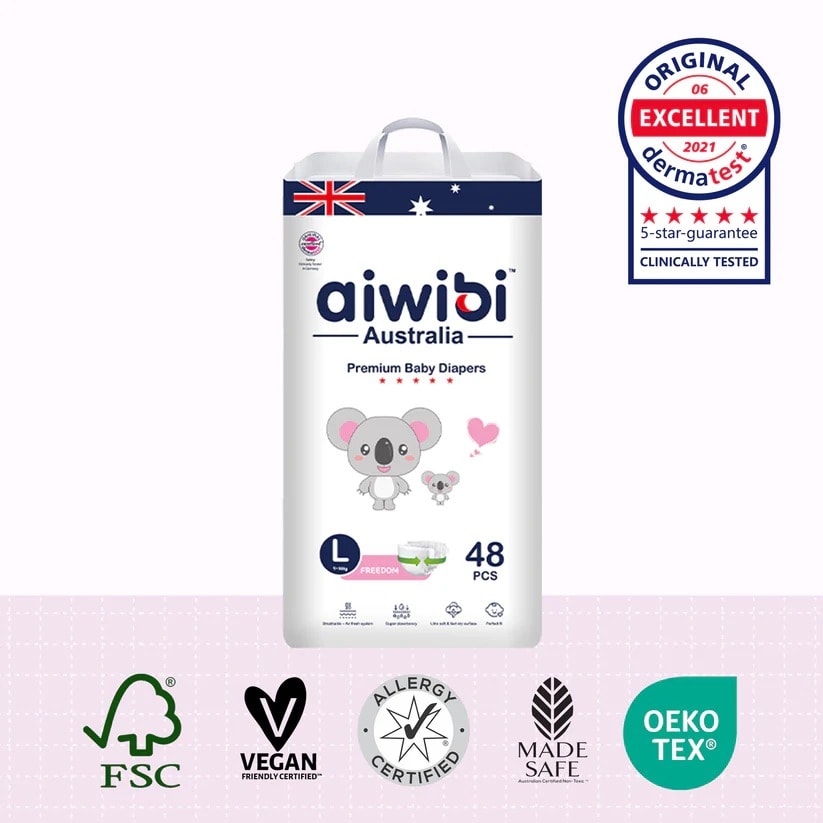 Aiwibi Comfy Soft Baby Diapers L 48Pcs for 9–14 kg Babies