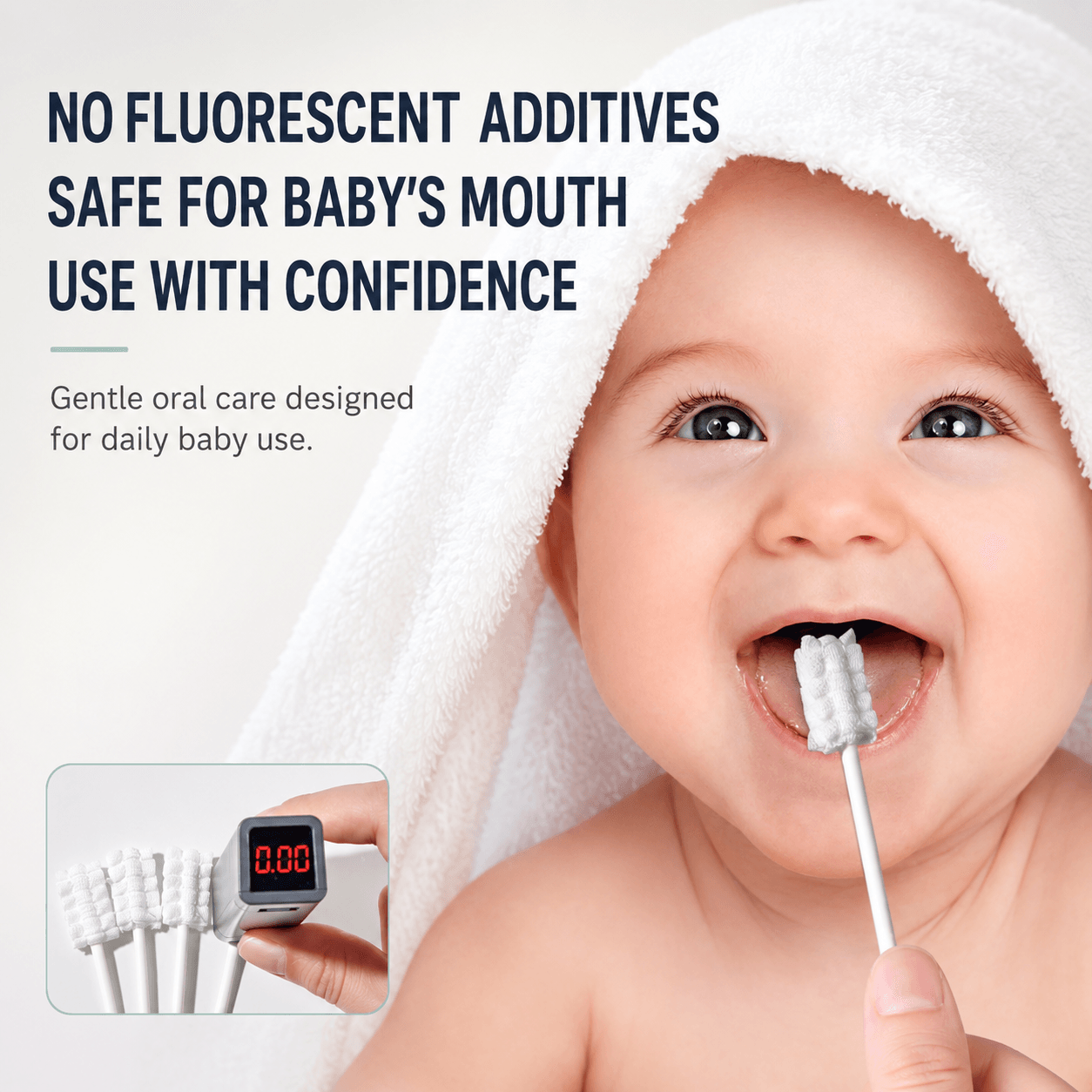 10pcs Baby Oral Cleaning Gauze Cotton Swab Tongue & Gum Cleaner