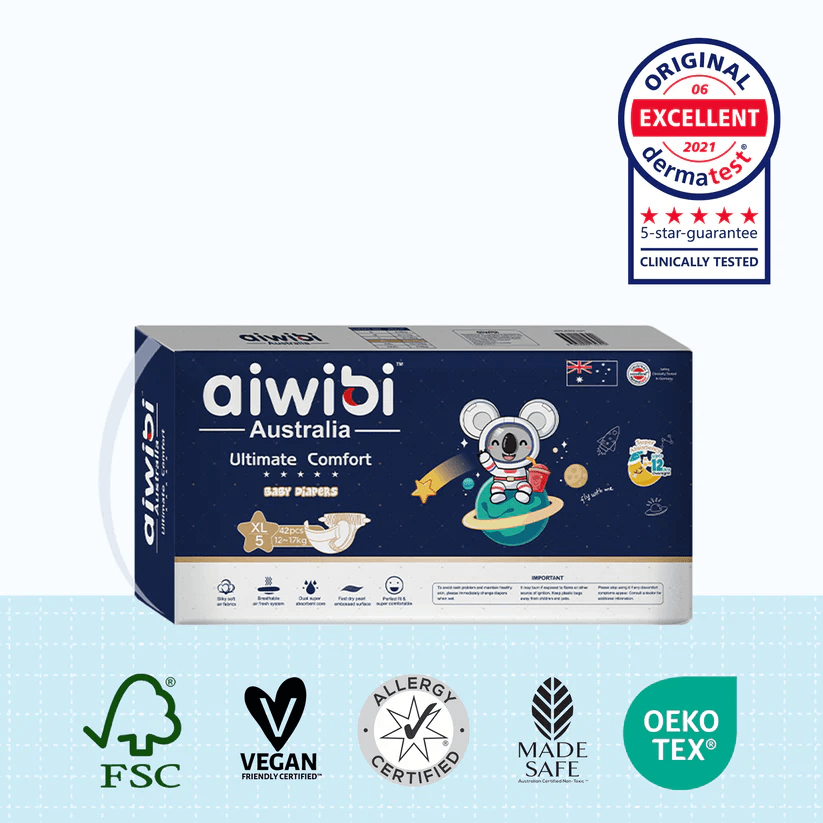 Aiwibi Ultimate Comfort Baby Diapers XL 12–17kg – 42 Pcs