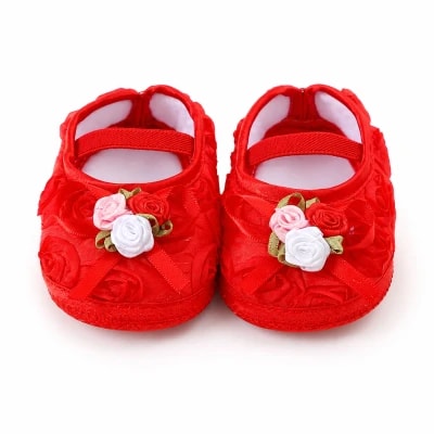 Baby Girls Soft Sole Flower Shoes – 0–10 Months – 1 Pair