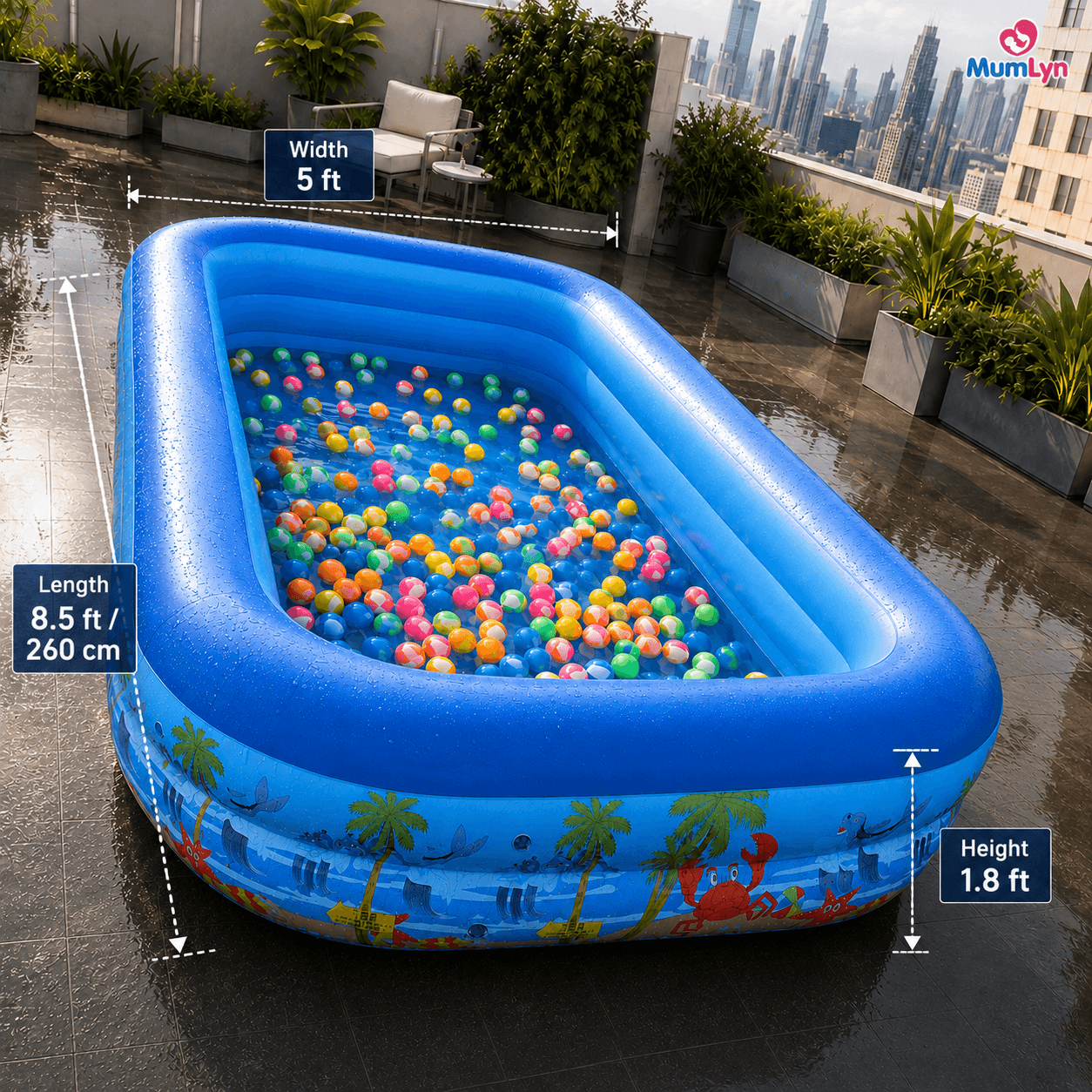 MumLyn Big Family Inflatable Swimming Pool 260cm with Free Gifts