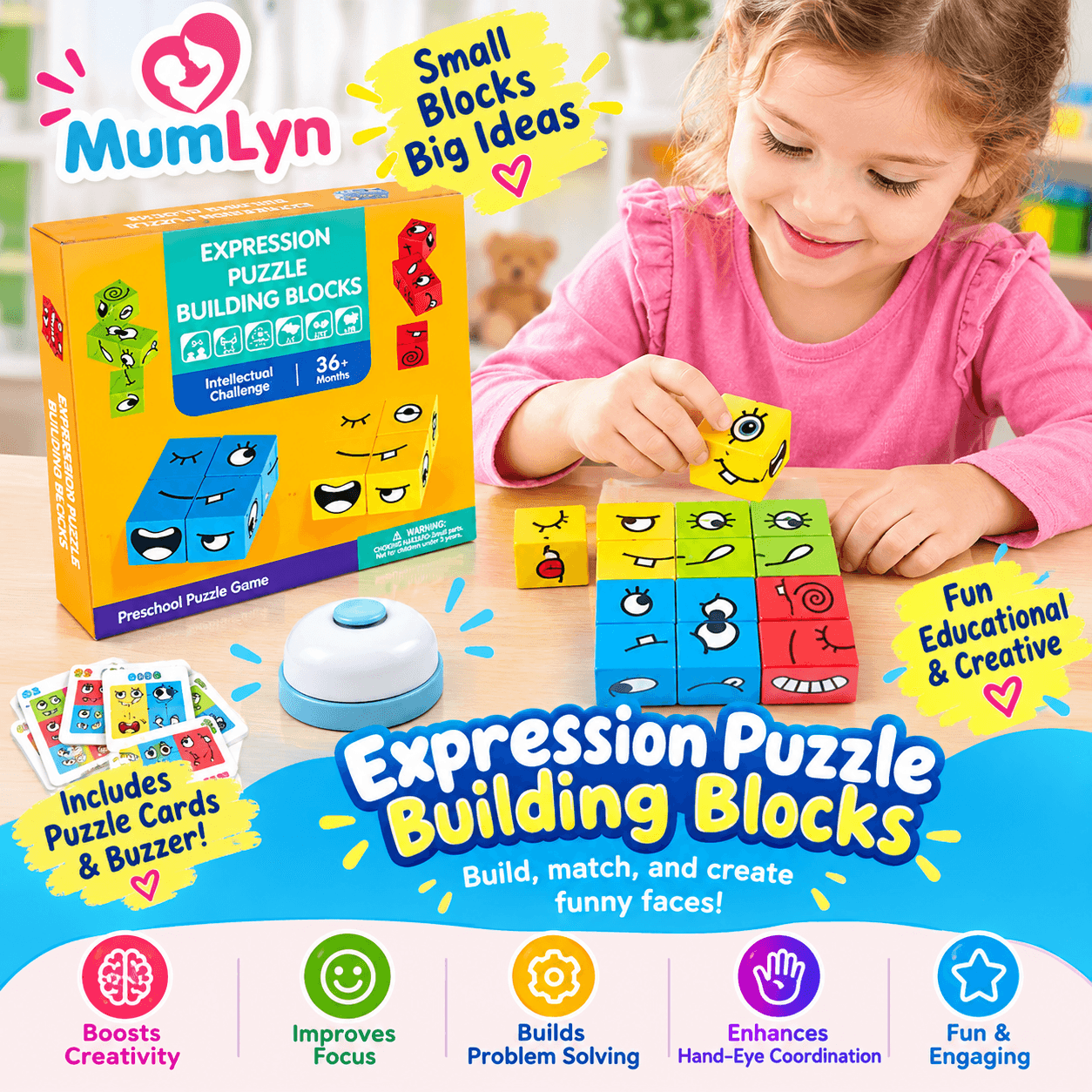 Expression Puzzle Building Blocks – 50 Challenge Cards